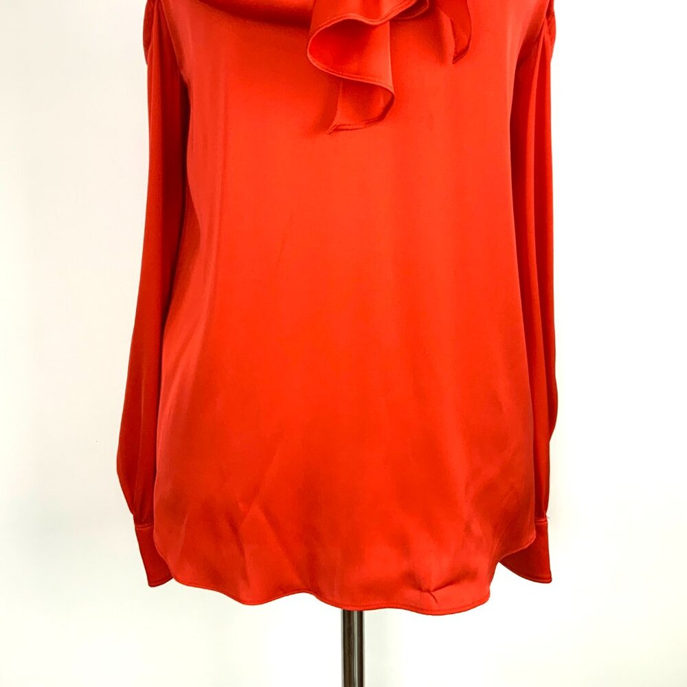 Trina Turk Silk Cold Shoulder Mitchell Scarlet Red Blouse​​ Medium - Picture 7 of 16